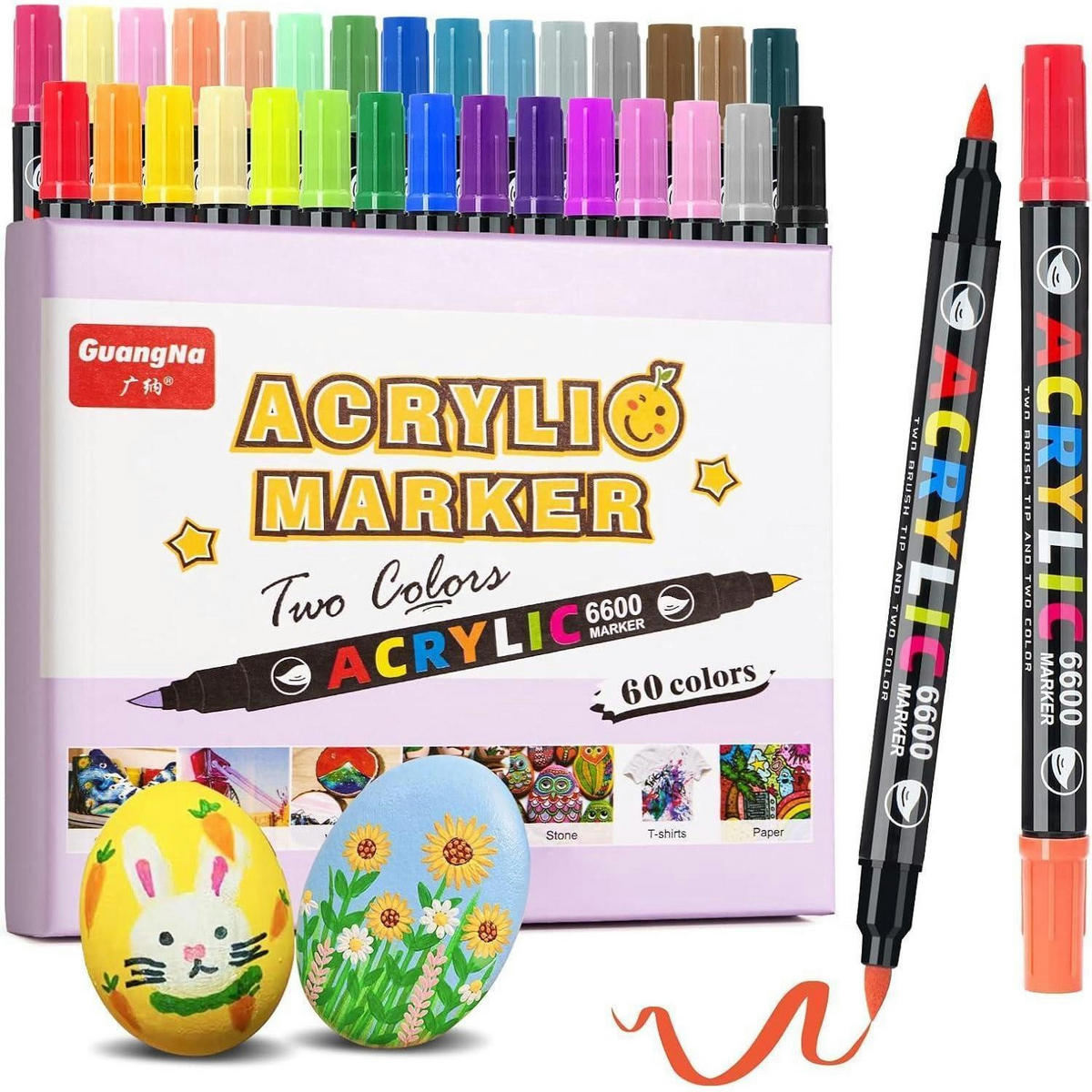 ACRYLSTIFTE 60er Set mit zwei Pinselspitzen - Multicolor, Kunststoff (1/1/15cm)