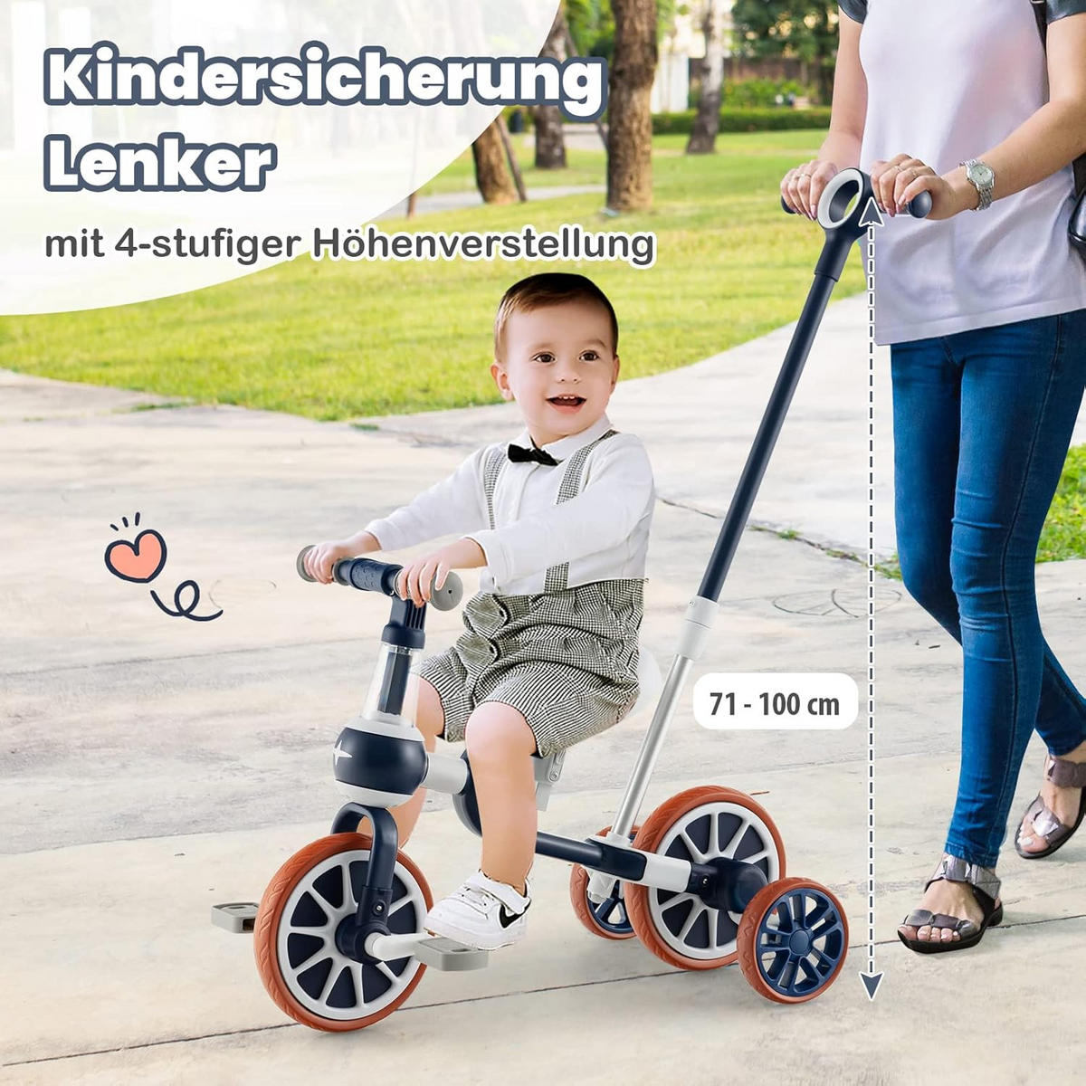 DREIRAD 4 in 1 Kinder dreirad Laufrad Blau - Blau, Kunststoff (37/72/101cm) - COSTWAY