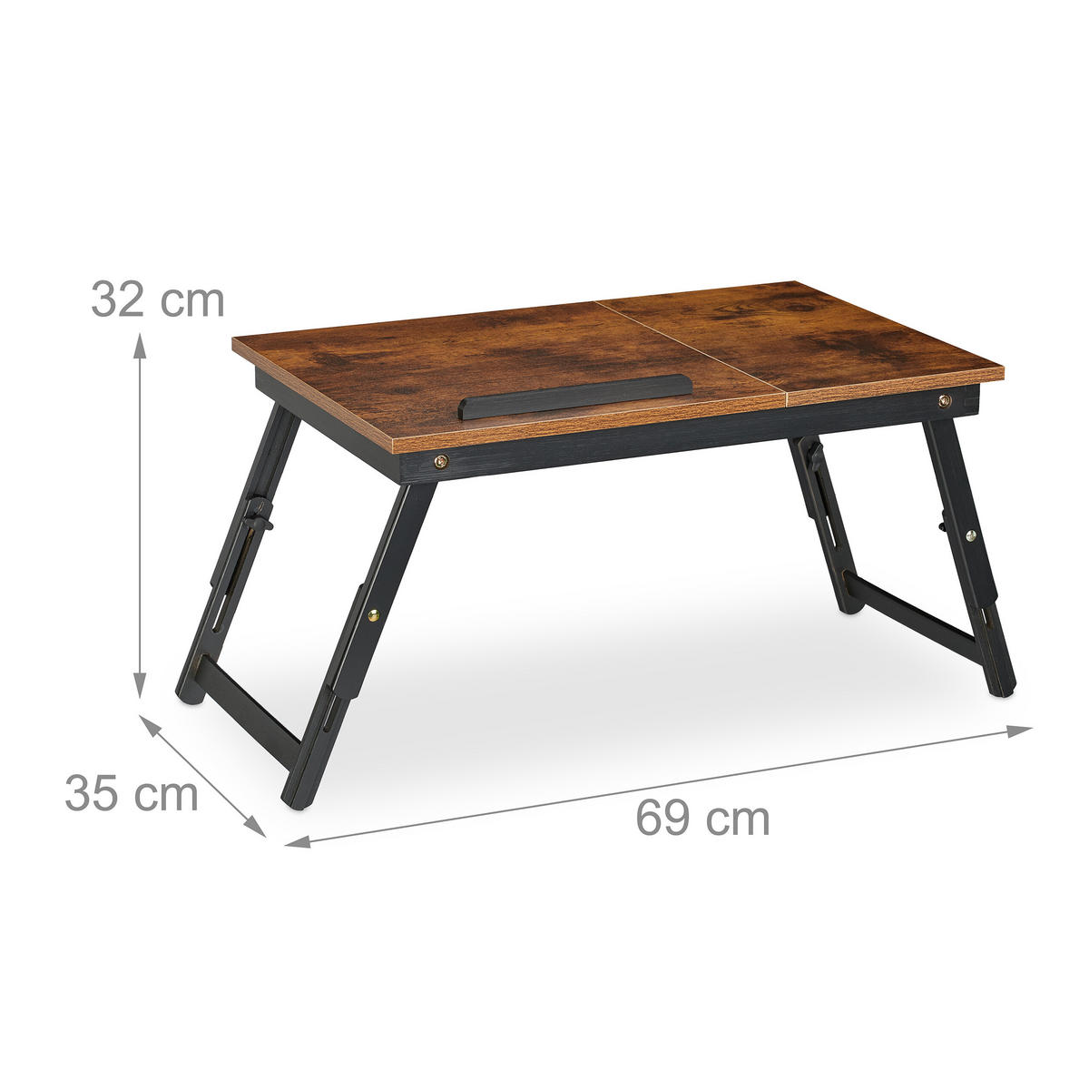 LAPTOPTISCH - Dunkelbraun, Holz/Holzwerkstoff (35/69/32cm) - Relaxdays