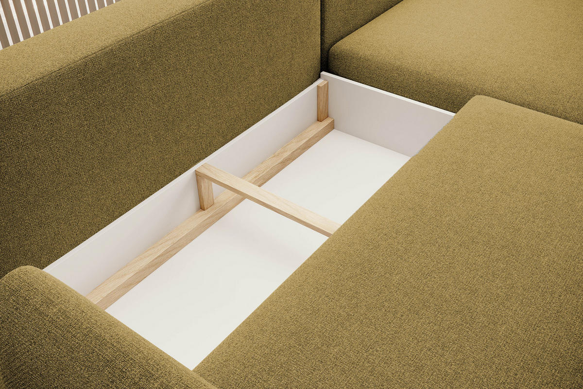 ECKSOFA BONO Stilvolles Sofa mit Schlaffunktion, Robuste Holzfüße, Elegante Armlehnen, Tiefe Sitzfläche 226x164x88cm, Linke, Platin - Platinfarben, Holz/Textil (164/226cm) - DomoHome