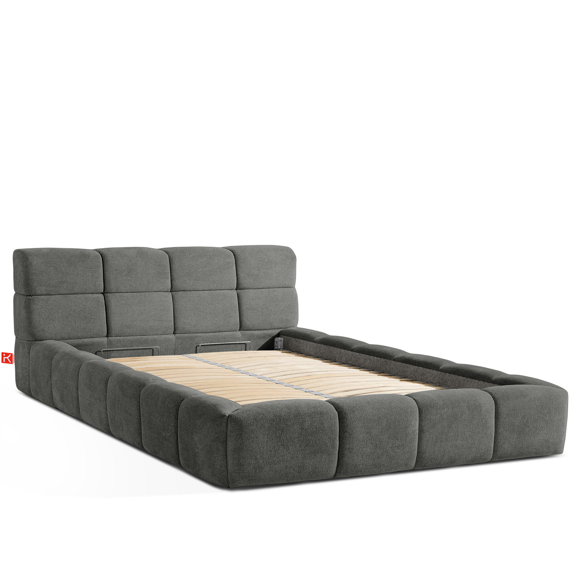POLSTERBETT AERI 140/160/180/200 mit Rahmen und Bettkasten, grau - Grau, Holz/Holzwerkstoff (140/200cm) - KONSIMO®