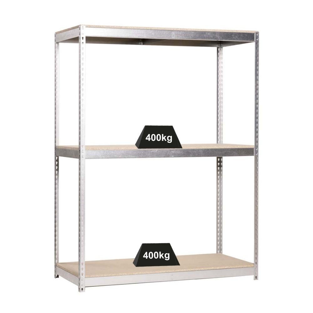 SCHWERLASTREGAL MID WOOD YETI THREE | HxBxT 150x150x75cm | Fachlast 400kg | Verzinkt - Silberfarben, Metall (150/150/75cm) - PROREGAL