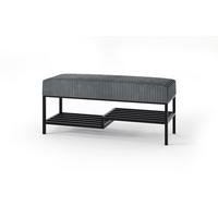 SITZBANK Mello 100 Dunkelgrau, Schwarze Beine, Cordstoff Bank mit Ablage - Dunkelgrau/Schwarz, Holzwerkstoff/Textil (100/45/35cm) - Bettso
