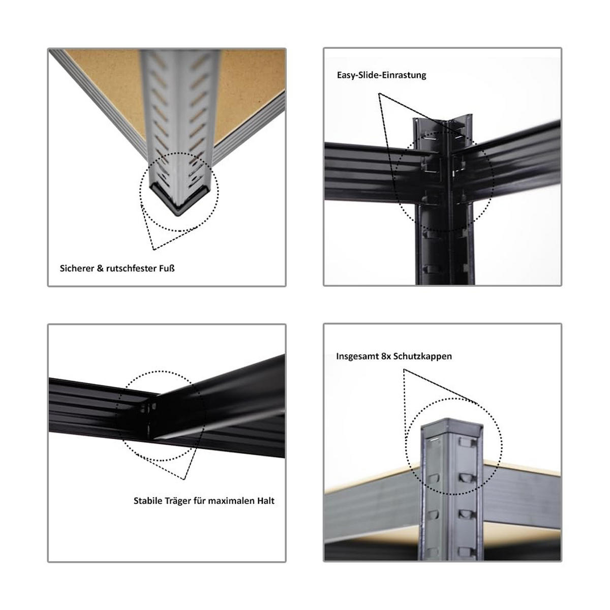 ECKREGAL Ragnar 2er-Set mit Schwerlastregal Taurus 180x210x60 cm Fachlast 175 kg Schwarz - Schwarz, Metall (120/180/60cm) - PROREGAL
