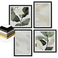 WANDBILDER 4er-Set - 50x50 cm & 40x60 cm Schwarzer Rahmen - Leuchtende, abstrakte Boho-Farben - Schwarz, Kunststoff (50/50cm) - ArtPrintCave