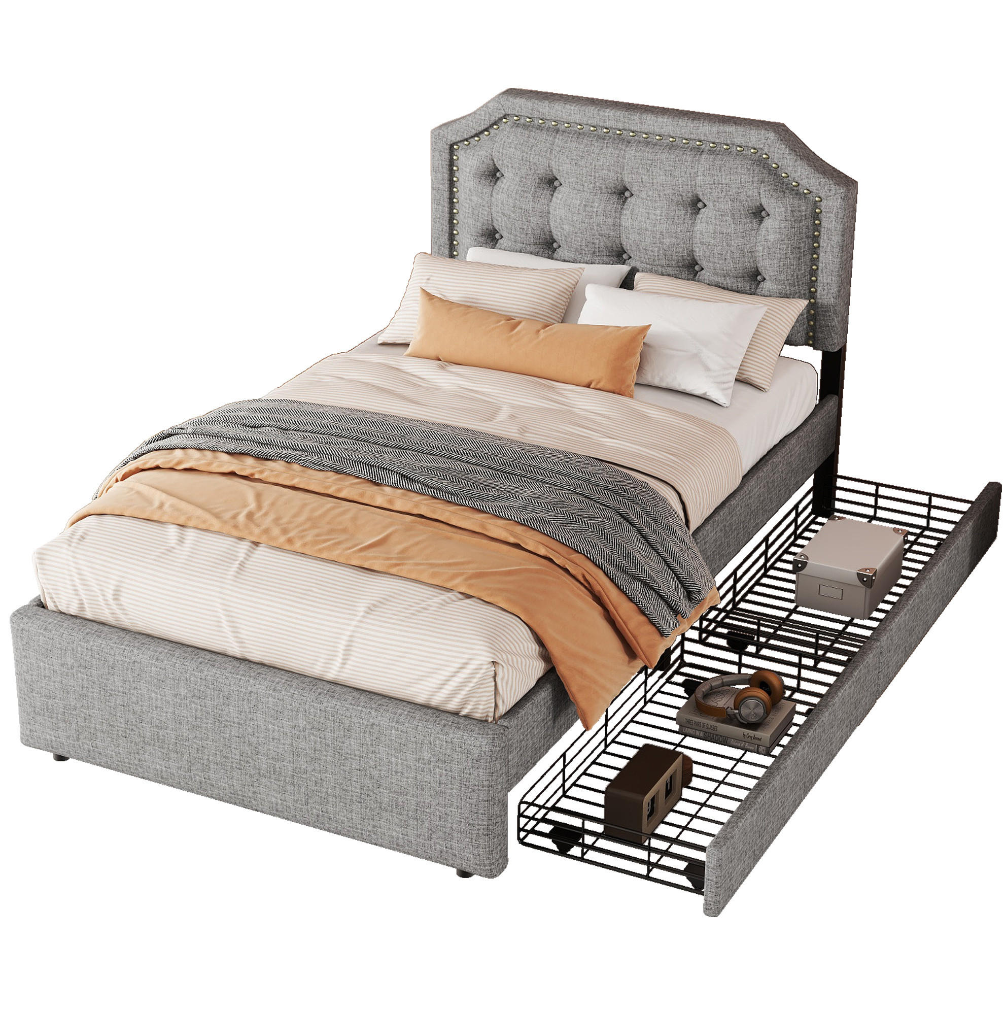 Beauniv Bett Dunkelgrau 90x200 cm