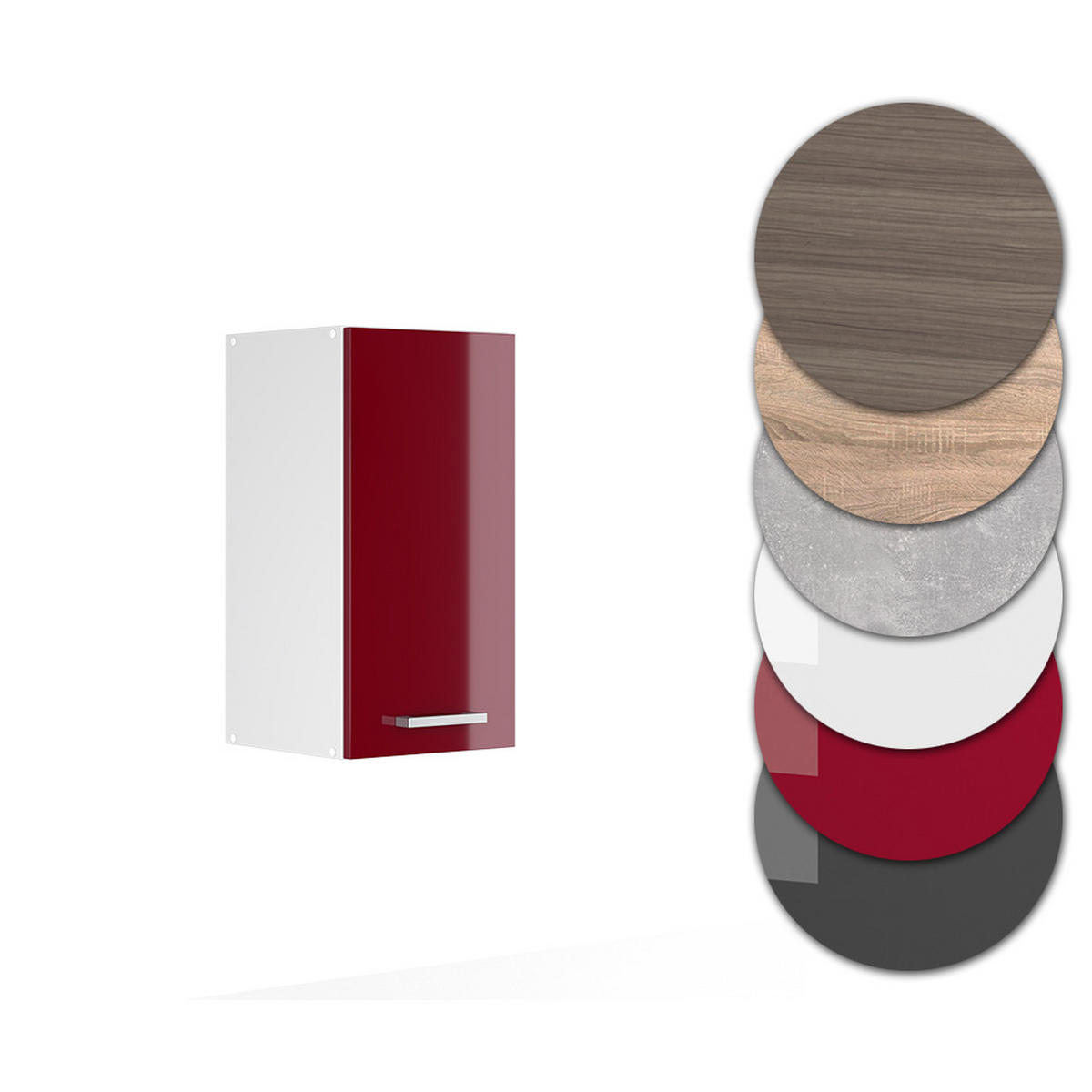 HÄNGESCHRANK R-Line Rot Hochglanz 30 cm - Rot/Weiß, Holzwerkstoff (30/60/31cm) - Vicco