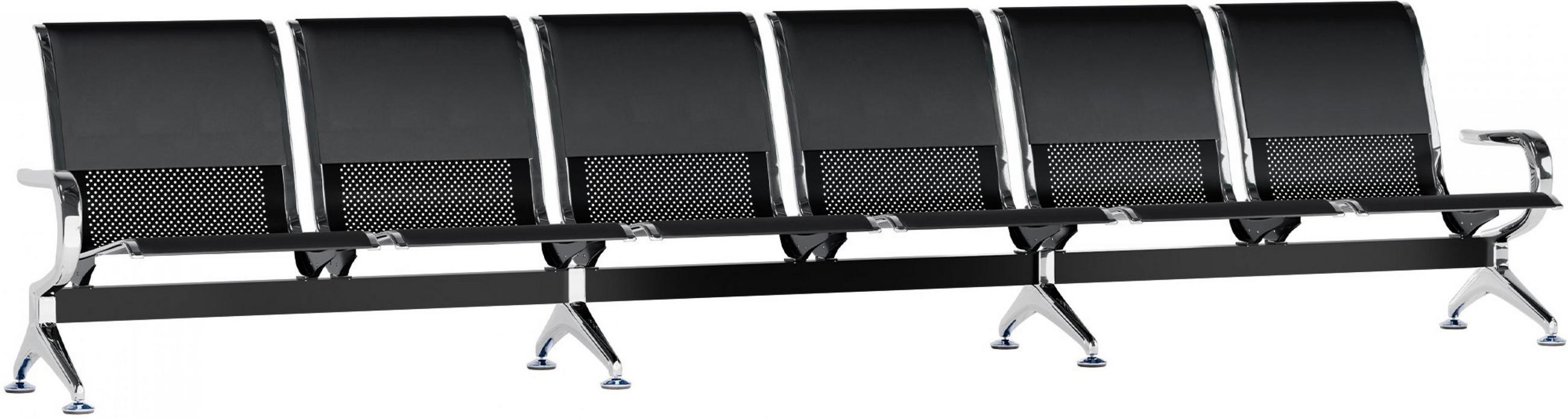WARTEBANK Metall Schwarz/Schwarz - Chromfarben/Schwarz, Textil/Metall (355/80/63cm) - CLP