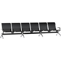 WARTEBANK Metall Schwarz/Schwarz - Chromfarben/Schwarz, Textil/Metall (355/80/63cm) - CLP