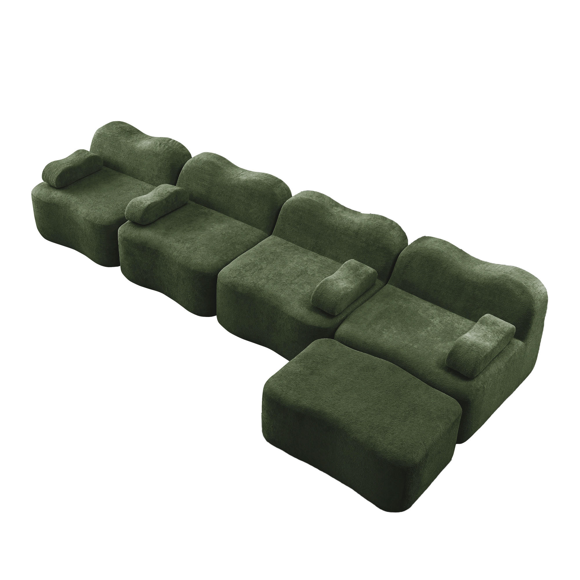 ECKSOFA DE-34348 Wellenform mit Ottoman Grün - Grün, Textil (167/384cm) - ComfortXL