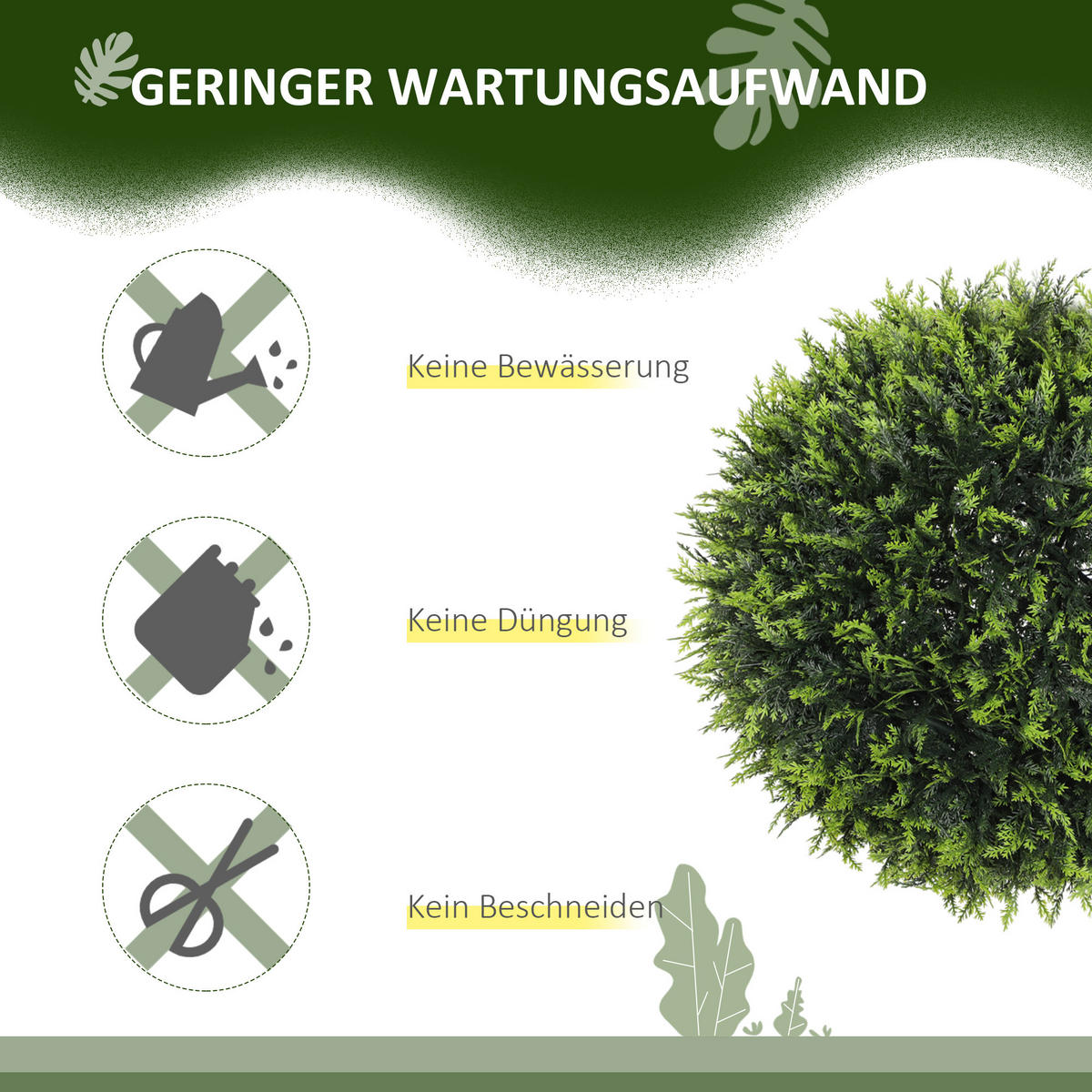 KÜNSTLICHER ZEDER 2er-Set, 45 cm Zimmerpflanze - Grün, Kunststoff (45cm) - HOMCOM