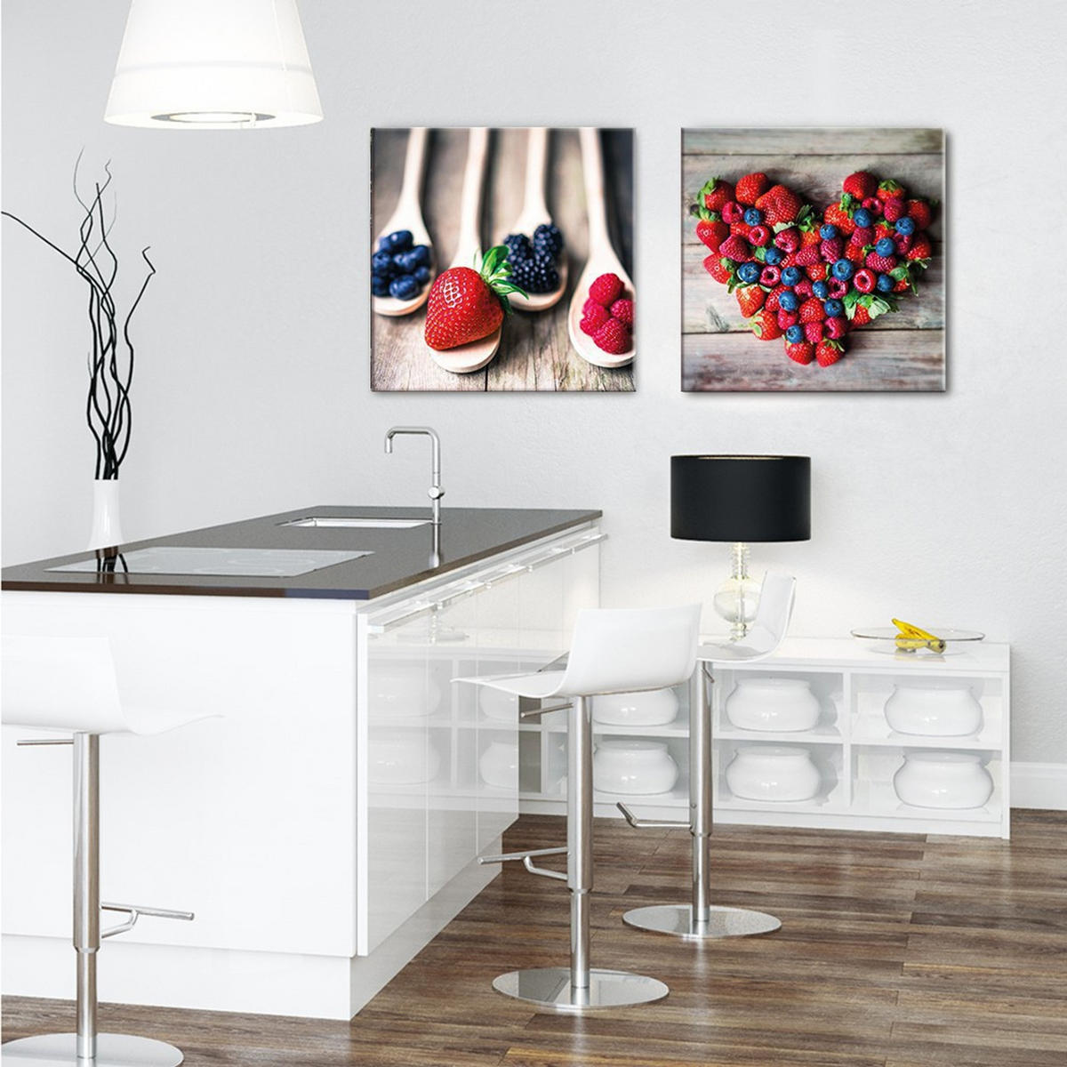 GLASBILD 50x50 cm Küche Beeren rot - Rot/Braun, Glas (50/50cm) - artissimo