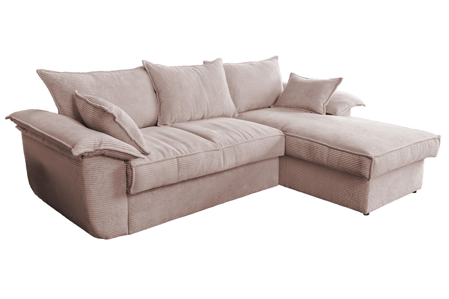 ECKSOFA DAMETO Pink Cord - Pink/Schwarz, Kunststoff/Textil (266/174cm) - KAWOLA