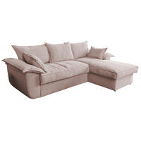 ECKSOFA DAMETO Pink Cord - Pink/Schwarz, Kunststoff/Textil (266/174cm) - KAWOLA