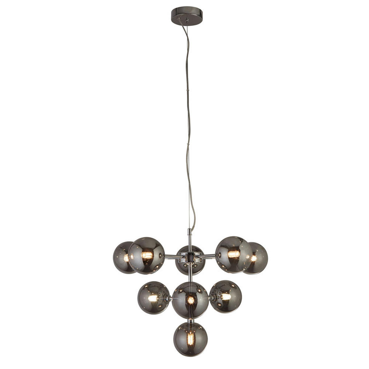 DECKENLEUCHTE Metall Glas Silber Höhenverstellbar - Silberfarben, Glas (40/40/120cm)