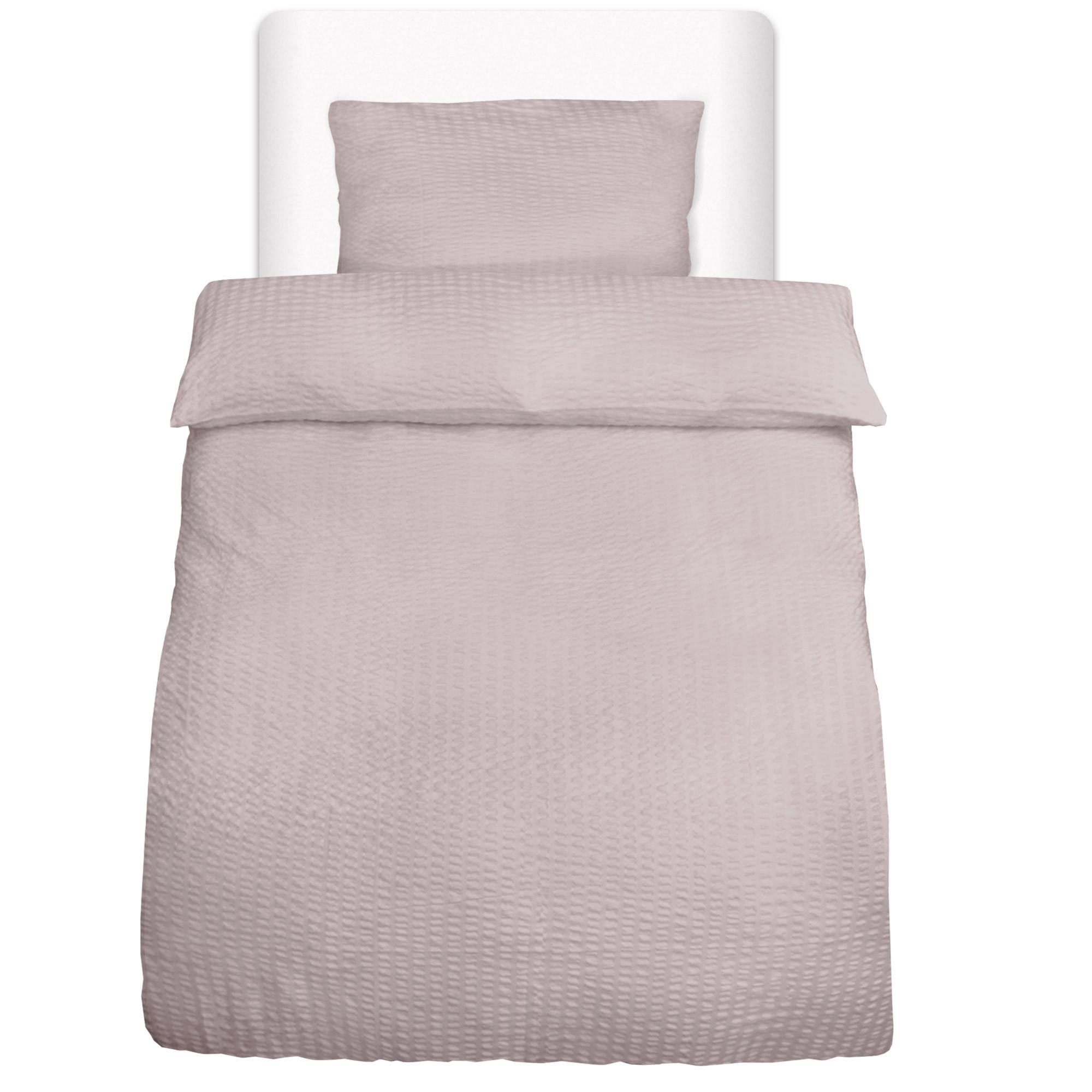 BETTWÄSCHE Meline 135/200 cm + Kissenbezug 40/80 cm Taupe Seersucker - Taupe, Textil (40/80cm) - Beautissu 