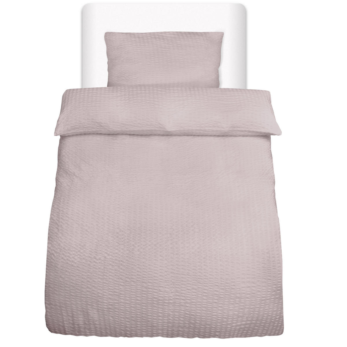 BETTWÄSCHE Meline 135/200 cm + Kissenbezug 40/80 cm Taupe Seersucker - Taupe, Textil (40/80cm) - Beautissu 