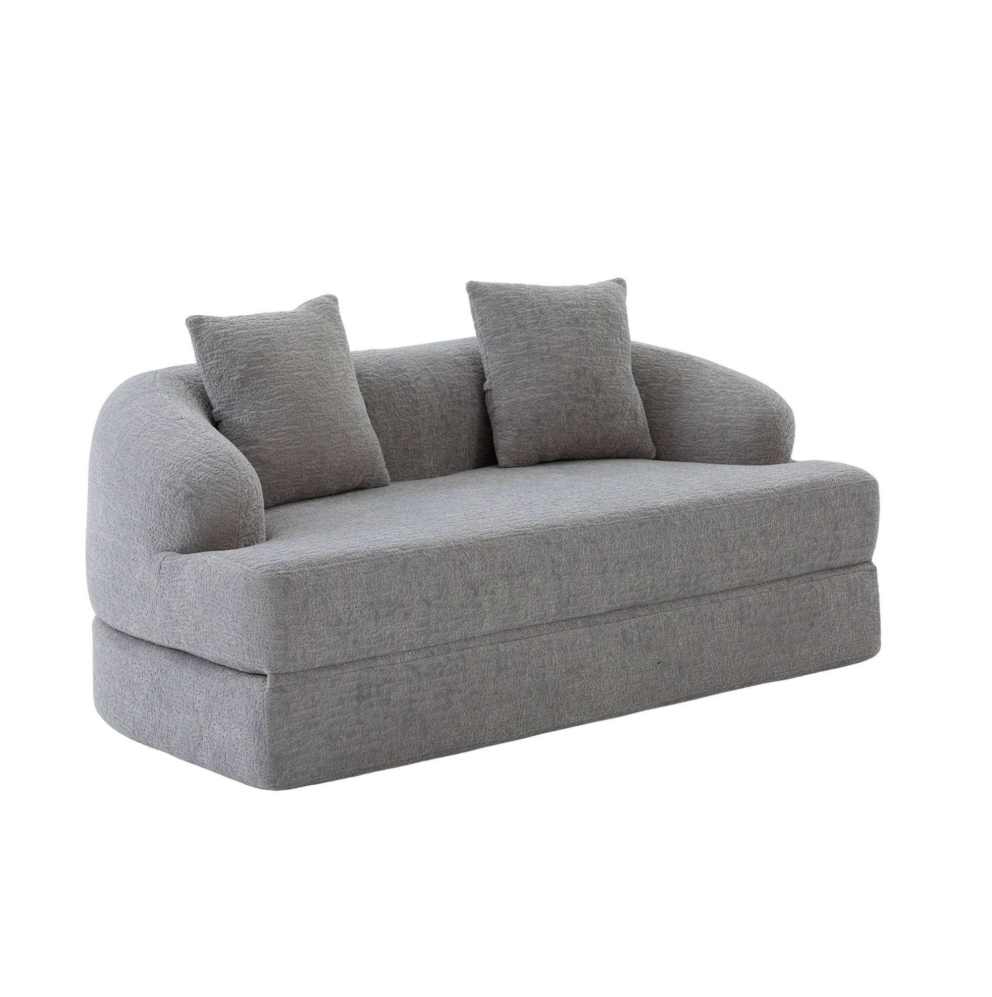 SCHLAFSOFA 2-Sitzer 157 cm Chenille Hellgrau - Hellgrau, Kunststoff (84/65/157cm) - Meubliv