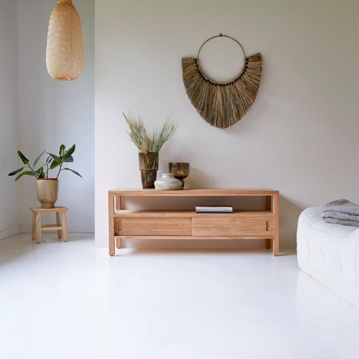 TV-SCHRANK Anton Natur aus Teak - Naturfarben, Holz (130/50/40cm) - Tikamoon