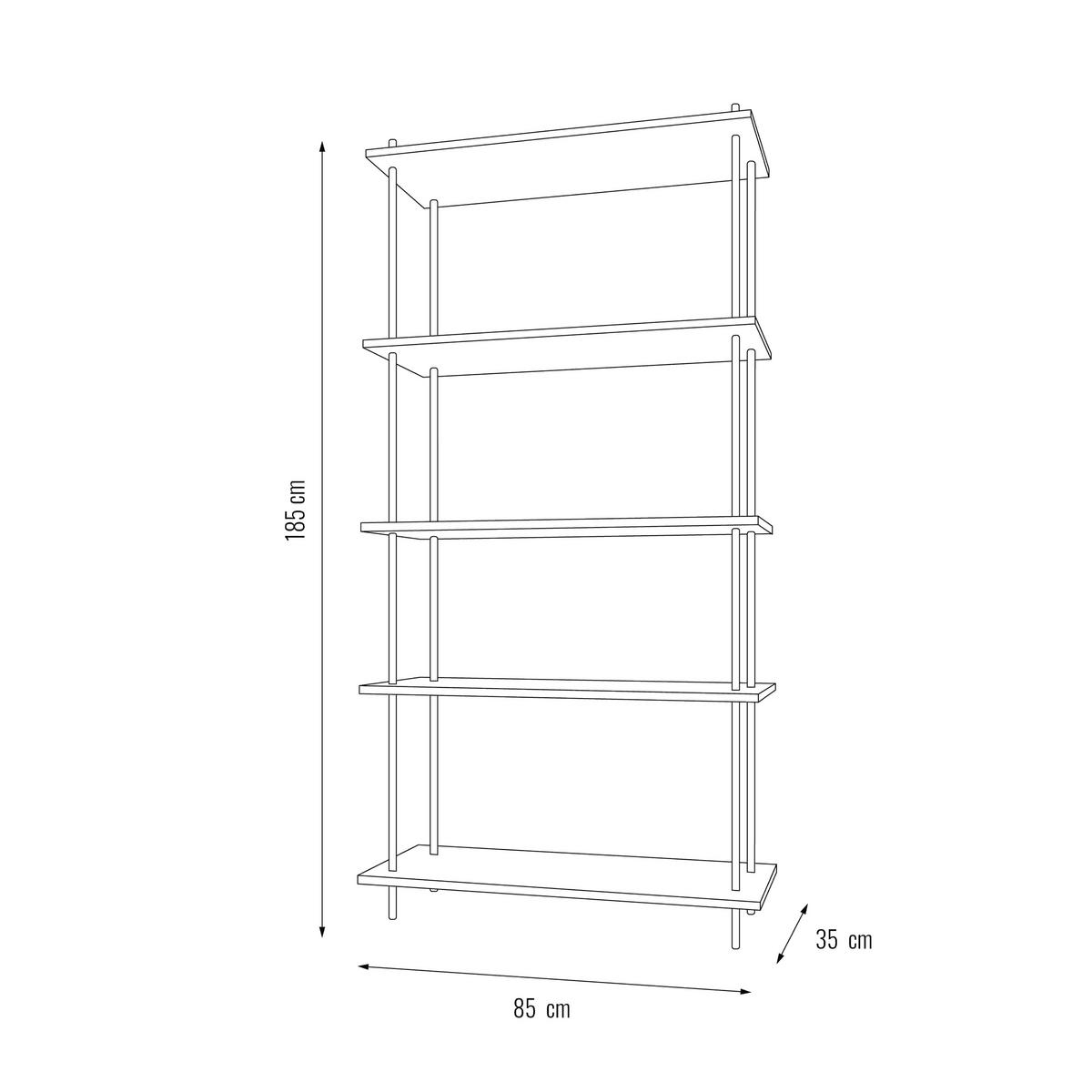WANDREGAL DECO 185x85x35cm - Eiche San Remo, Metall (85/185/35cm) - AR Shelving