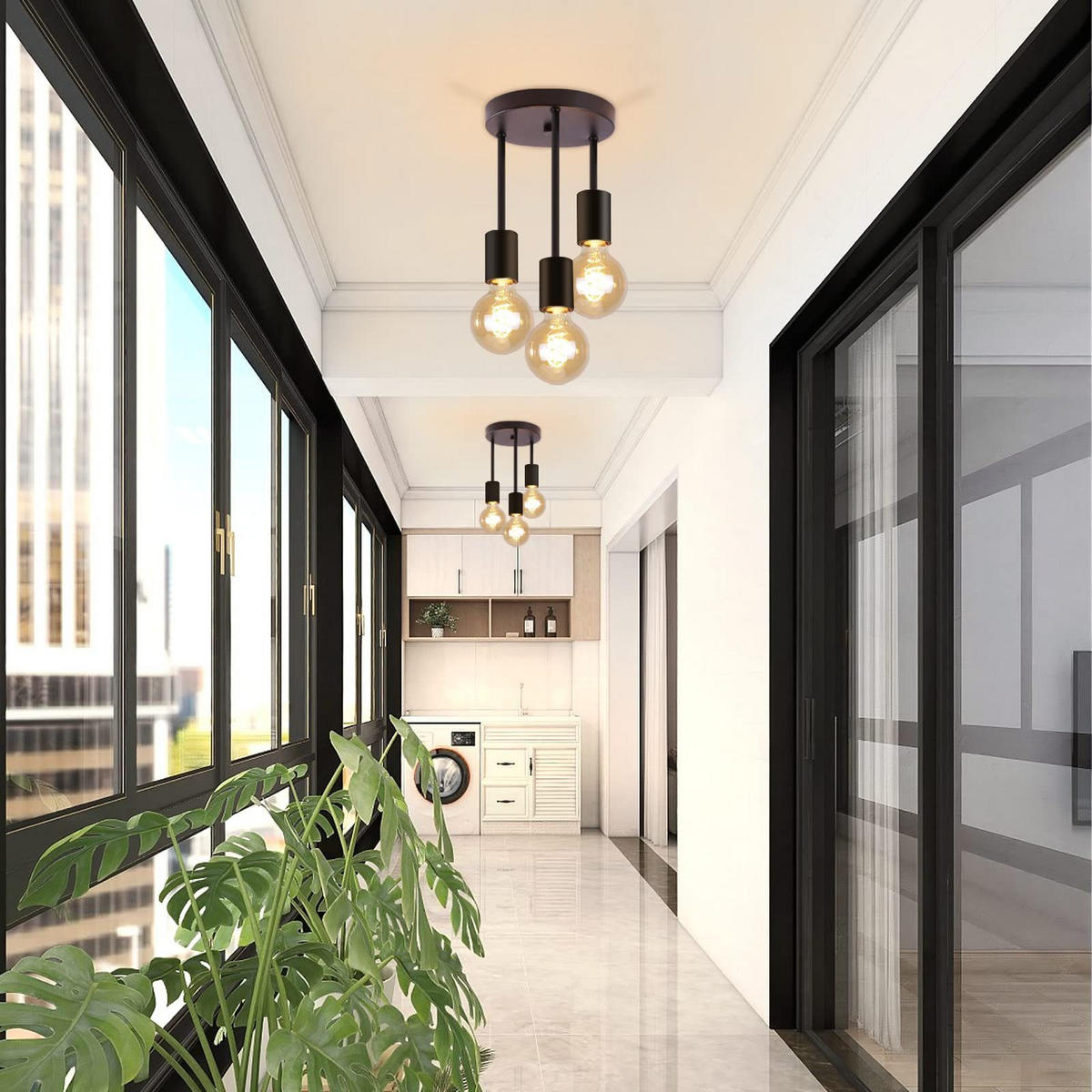 DECKENLEUCHTE Sabrina 18/18/29 cm - Schwarz, Metall (18/18/29cm) - ZMH