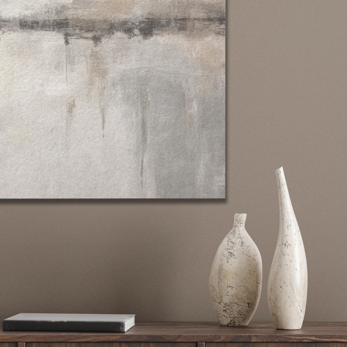 AKUSTIKBILD Moderne Kunst - Abstrakt - Beige Wandbilder 60x60 cm - Beige, Kunststoff (60/60/0.9cm) - MuchoWow