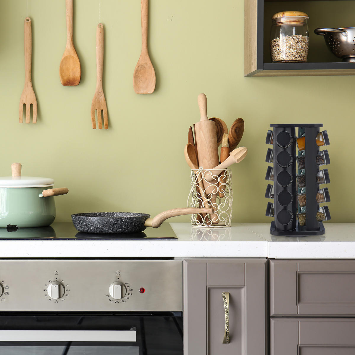 21-DIELNY stojan na korenie - viacfarebná, kov/sklo (20/33.5/20cm) - Relaxdays