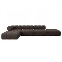 ECKSOFA modulares Sofa Kerru-L2 - 380x190x70 cm Braun Velours - Braun, Holzwerkstoff/Textil (380/190cm) - ALTDECOR
