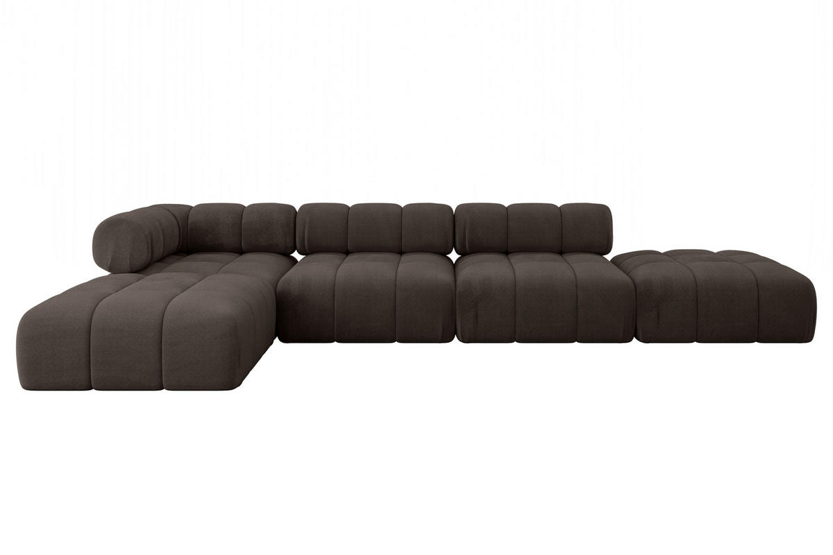 ECKSOFA modulares Sofa Kerru-L2 - 380x190x70 cm Braun Velours - Braun, Holzwerkstoff/Textil (380/190cm) - ALTDECOR