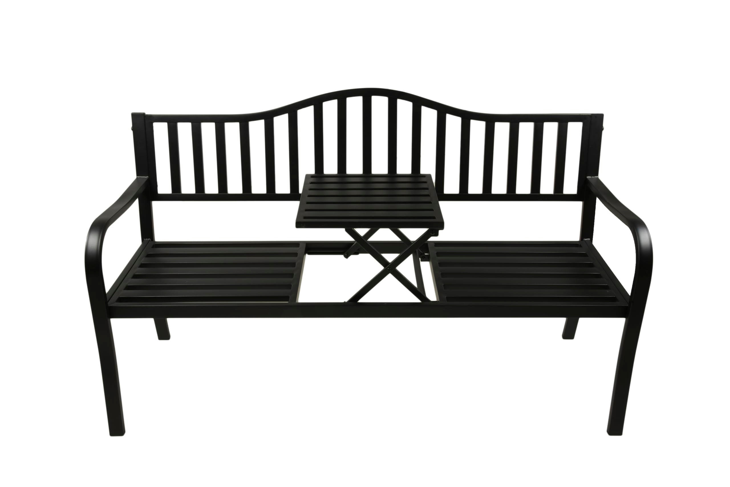 GARTENBANK Soren hochklappbarer Tisch Terrassenbank - Anthrazit, Metall (150/89/60cm) - DELUKE