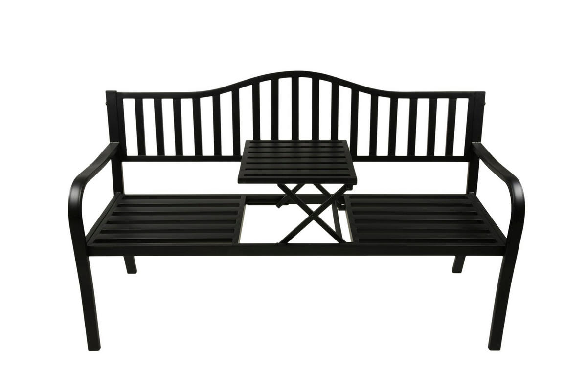 GARTENBANK Soren hochklappbarer Tisch Terrassenbank - Anthrazit, Metall (150/89/60cm) - DELUKE