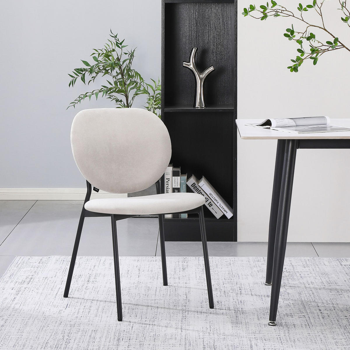 POLSTERSTUHL Broctalm Greige - Taupe/Schwarz, Textil/Metall (49/79/46cm) - Selsey