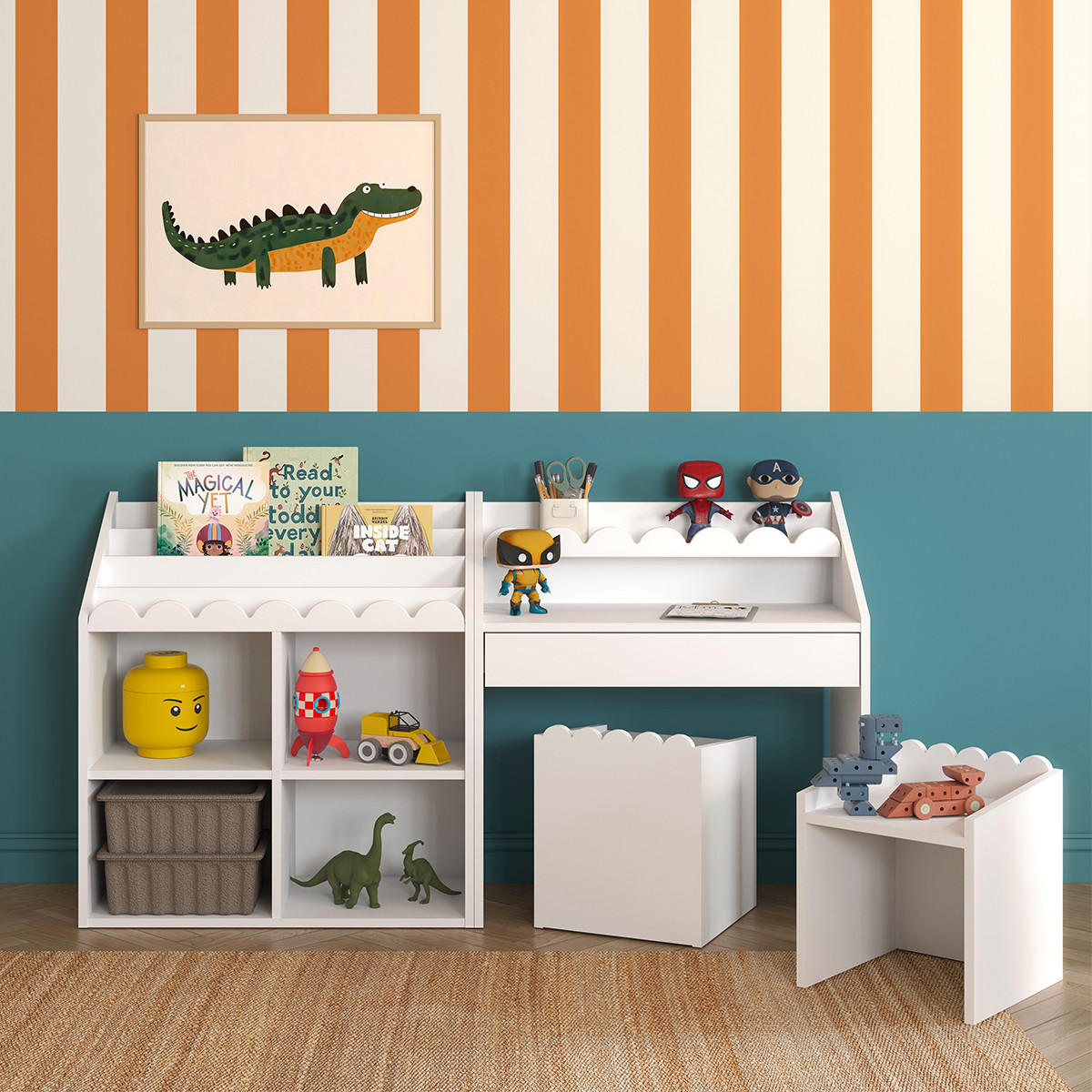 PSACÍ STŮL Book Nook Bílá - bílá, kompozitní dřevo (71/76/33cm) - Petits-meubles