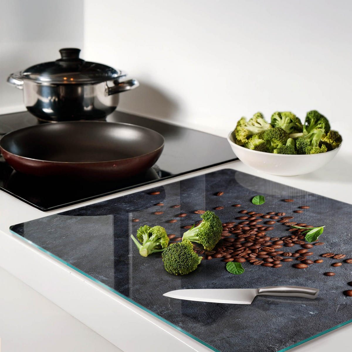 GLASPLATTE 60x52 cm Kaffeebohnen - Braun, Glas (60/0.4/52cm) - TULUP