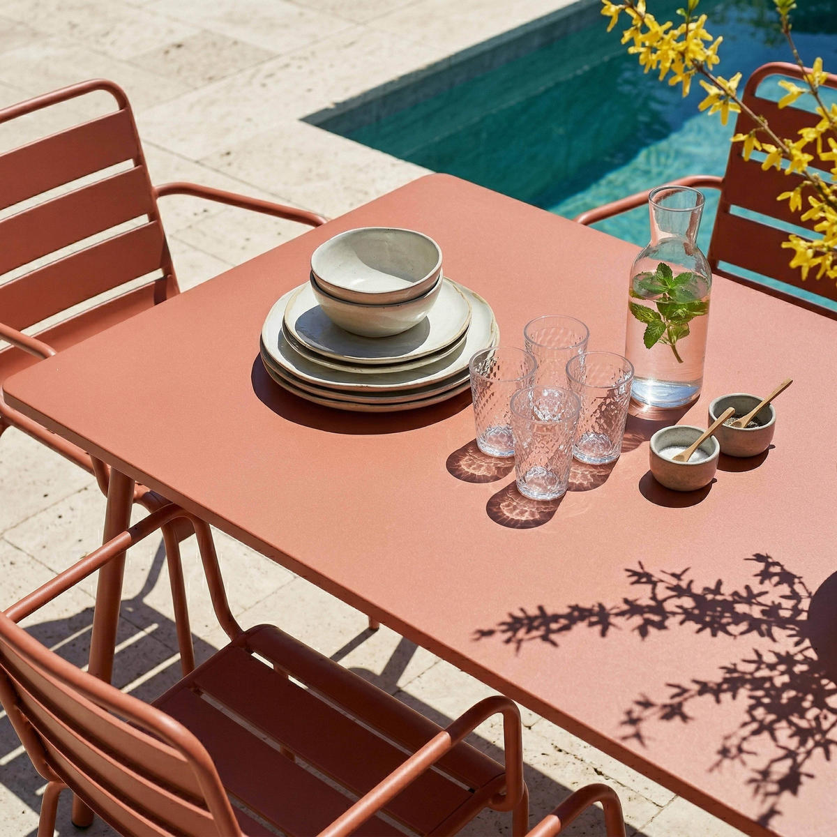 GARTENSET 9-tlg., Lehm - Pink, Metall - Oviala