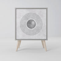 SIDEBOARD SOLID CIRCLES, Grau, 57,5x42x77,5 cm, Schräge Buchenholzfüße - Buchefarben/Multicolor, Holzwerkstoff/Buchenholz (57.5/77.5/42cm) - SpaceRebels