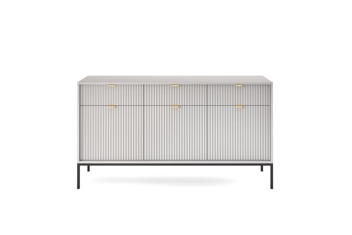 KOMMODE NOVA - KSZ154, Geriffelte Fronten, goldene Griffe 154x39x83 cm Grau - Graphitfarben/Schwarz, Holzwerkstoff/Kunststoff (154/83/39cm) - DomoHome