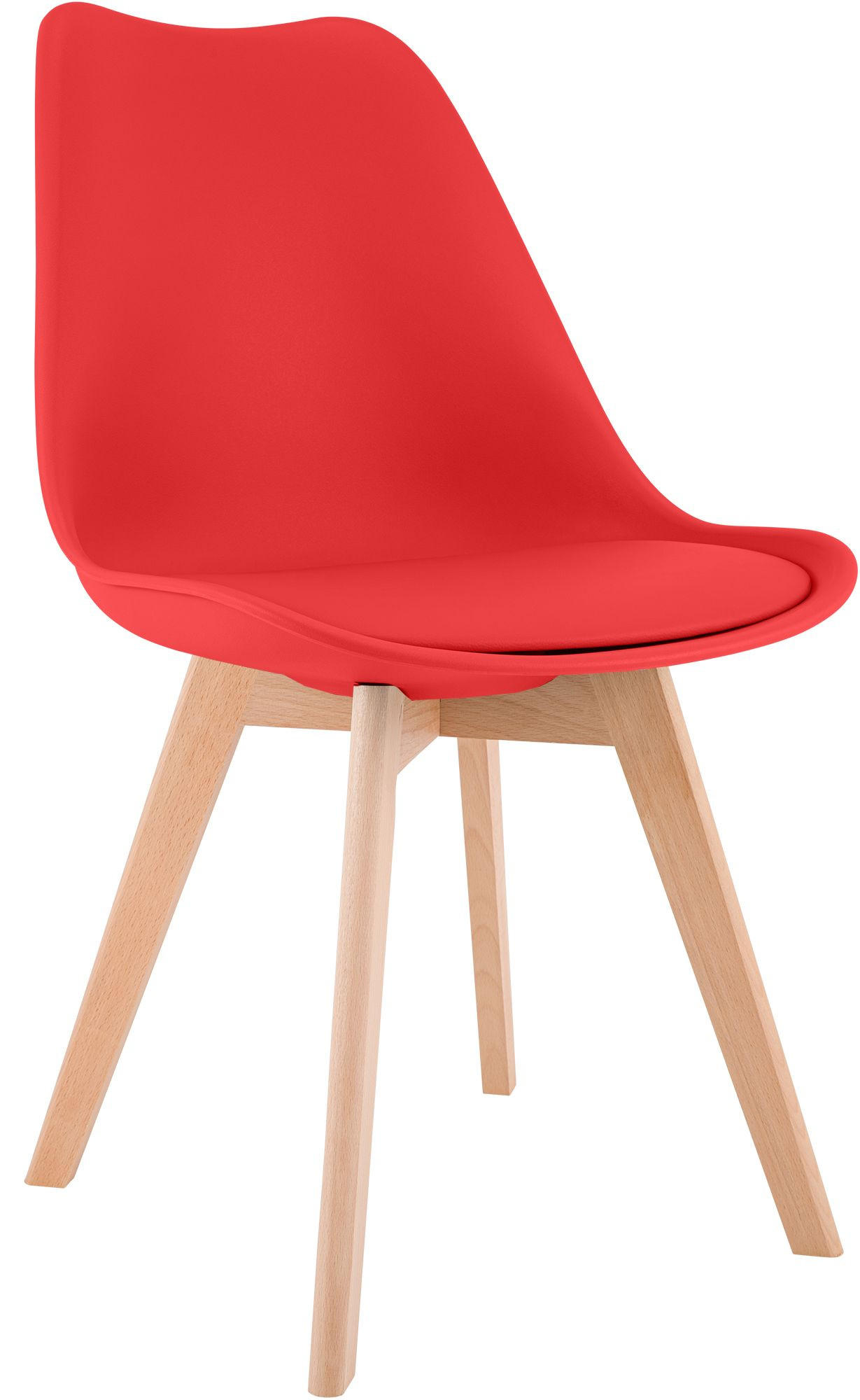 STUHL Kunststoff Rot - Eukalyptusholzfarben/Rot, Holz/Kunststoff (49/83/50cm) - CLP