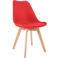 STUHL Kunststoff rot - Eukalyptusholzfarben/Rot, Holz/Kunststoff (49/83/50cm) - CLP