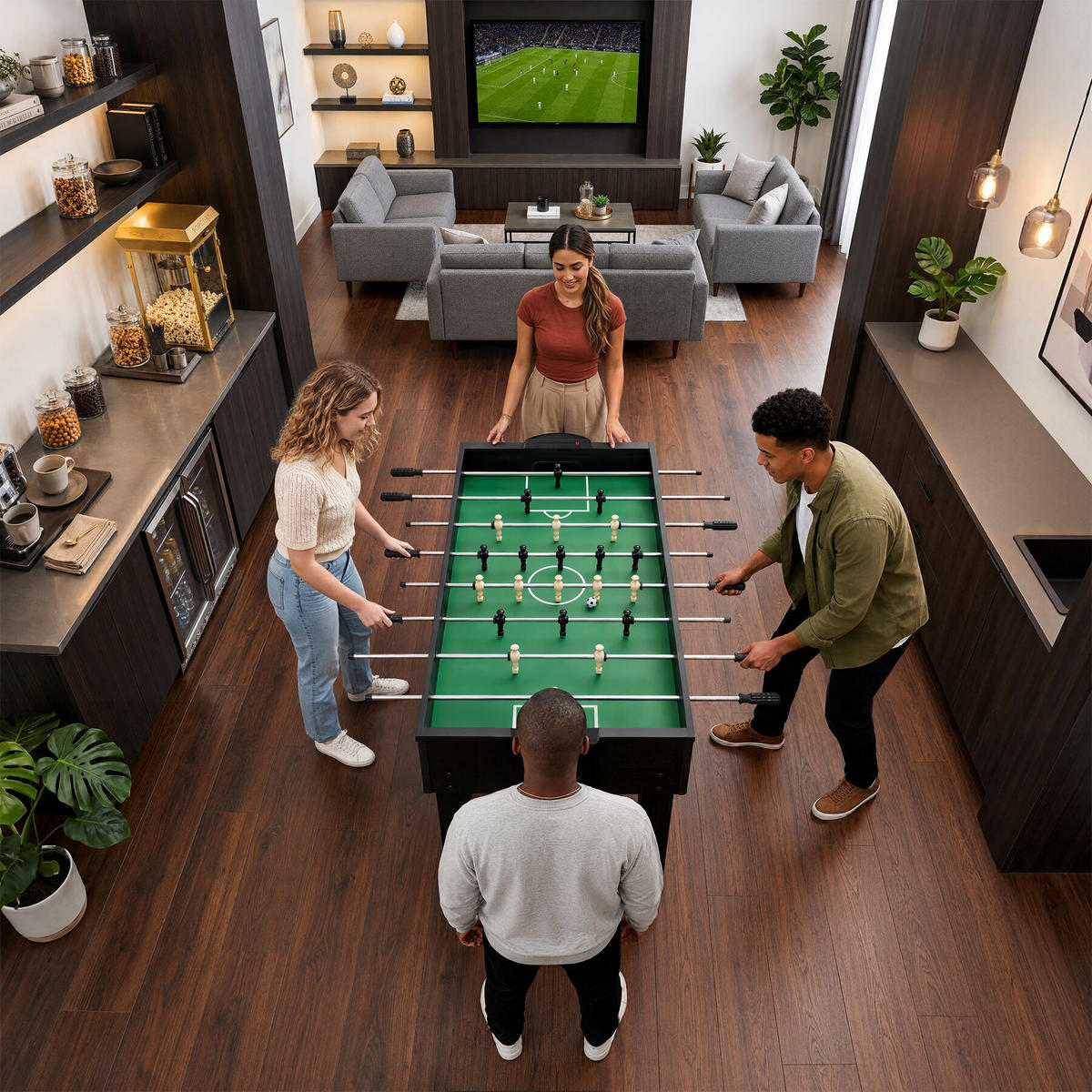 MULTIFUNKTIONALER SPIELTISCH Sirgamealot, 125 x 123 x 83 cm, schwarz/grün - Schwarz/Grün, Holz (125/123cm) - tectake