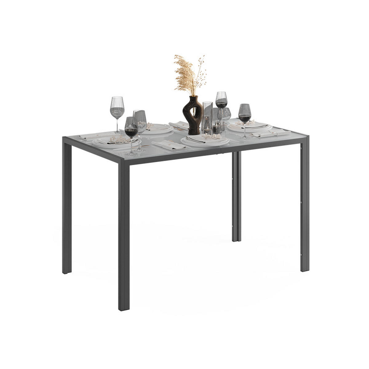 ESSTISCH Grand, Grau/Grau, 120 x 70 cm - Grau, Glas (70/120/74.5cm) - Vicco
