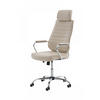 CHEFSESSEL Lederlook creme - Chromfarben/Creme, Textil/Metall (60/117/67cm) - CLP