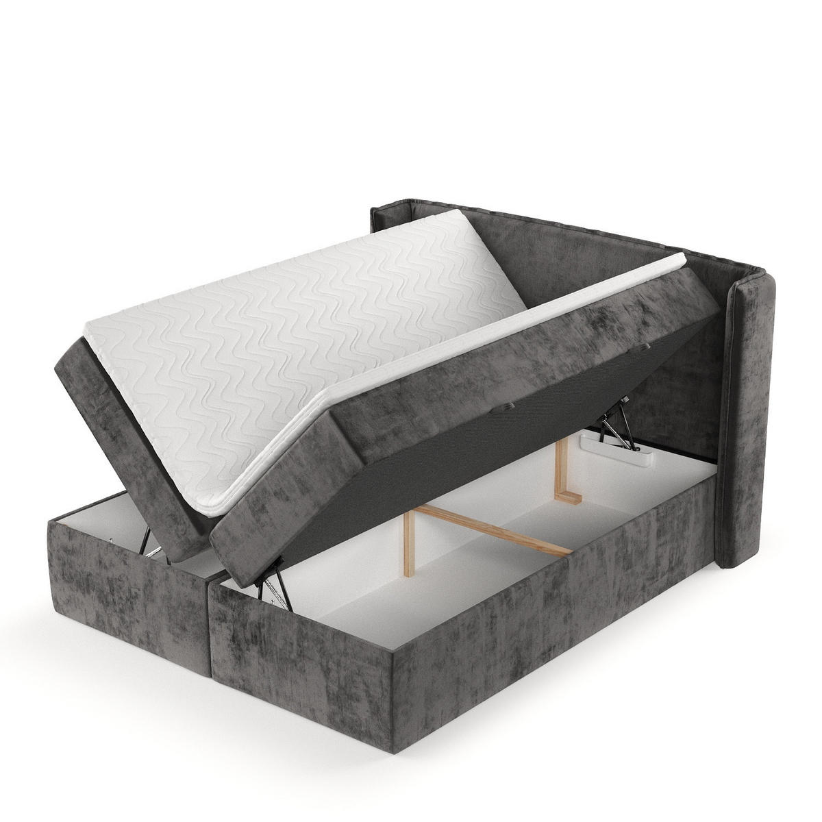 BOXBETT Viva 180/200 cm Anthrazit im Lotta Stoff - Anthrazit/Schwarz, Holz/Holzwerkstoff (180/200cm) - AltaBeds