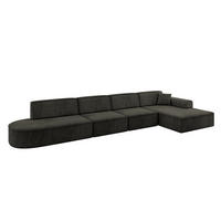 ECKSOFA Ottomane Rechts IREA-L3-v3 - 413x171x79 cm Schwarz - Schwarz, Holzwerkstoff/Textil (171/413cm) - ALTDECOR