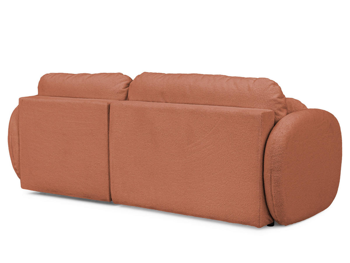 ECKSOFA Candy mit Schlaffunktion Terrakotta Bouclé-Stoff - Ottomane rechts - Terra cotta/Schwarz, Holz/Kunststoff (146/230cm) - S-Style Möbel