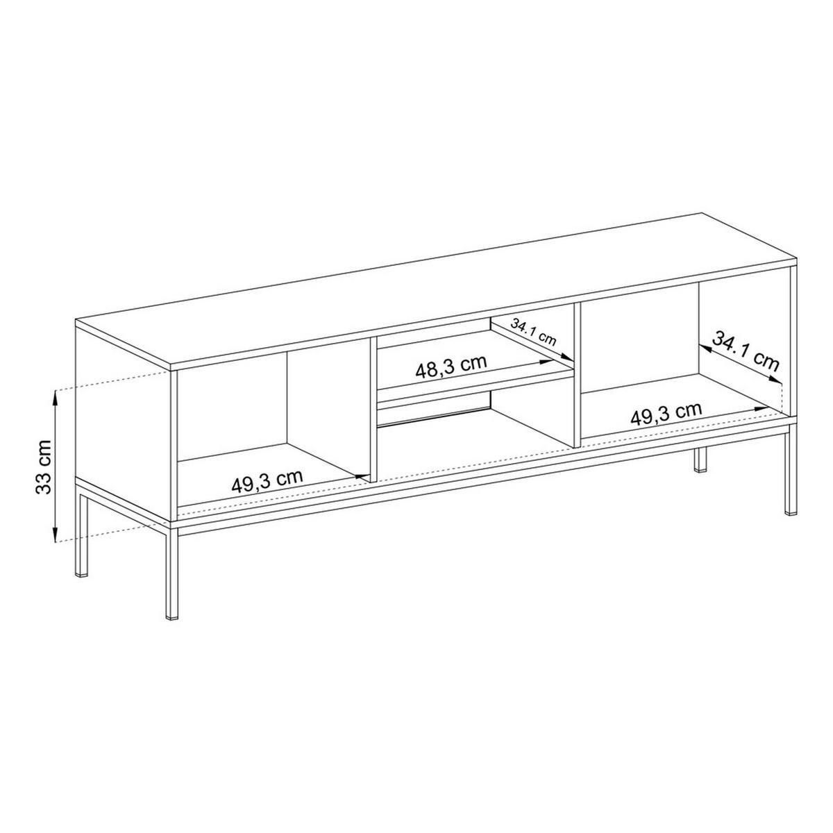 TV stolek Monne tmavě modrý 153/56/39 cm - černá/zlatá, kov/kompozitní dřevo (153.4/56.2/39cm) - Selsey
