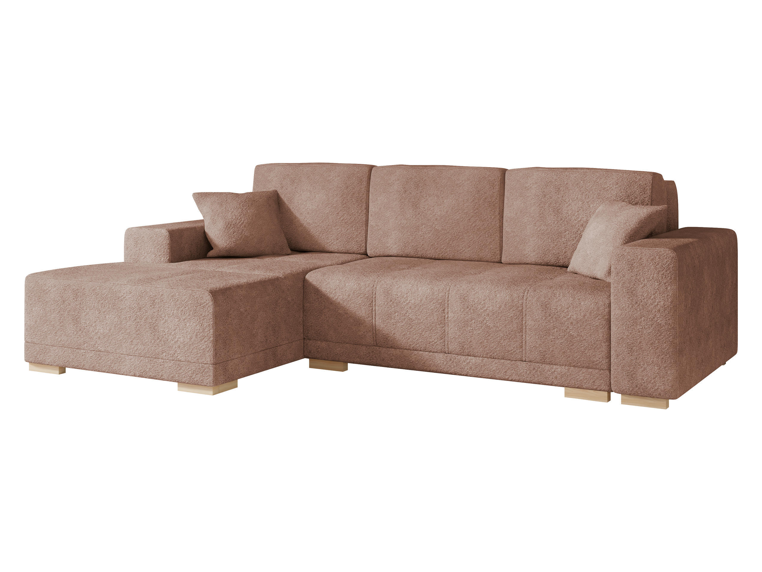 ECKSCHLAFSOFA Bello, Seite: Links - Naturfarben/Braun, Holz/Textil (240/140cm) - MIRJAN24