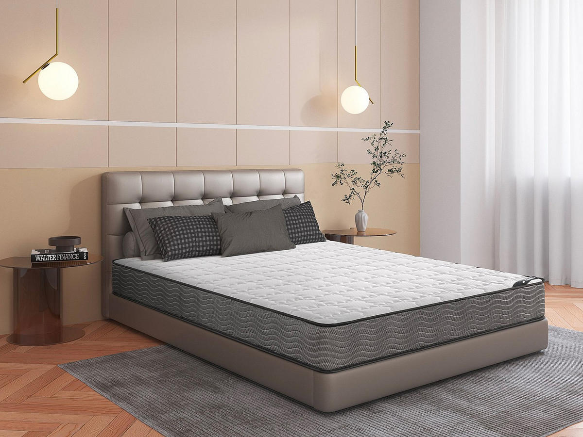 STANDARDMATRATZE - 2 Personen - stoff - weiß Kijal - Weiß, Textil (140/190cm) - Vente-Unique