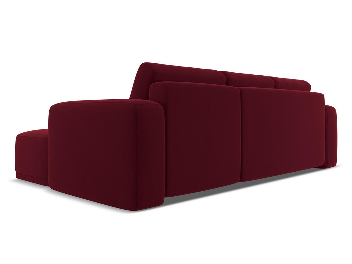 ECKSOFA mit Schlaffunktion Samt Stoff Rot - Bordeaux/Rot, Kunststoff/Textil (258/160cm) - Makamii