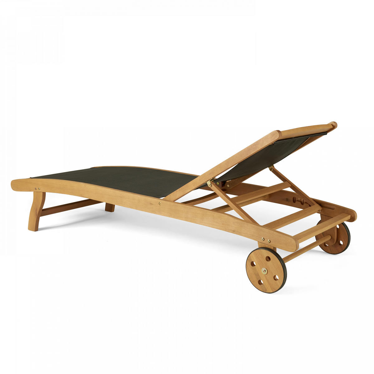 SONNENLIEGE 2-tlg., Schwarz - Schwarz, Holz (69/37/196cm) - Oviala